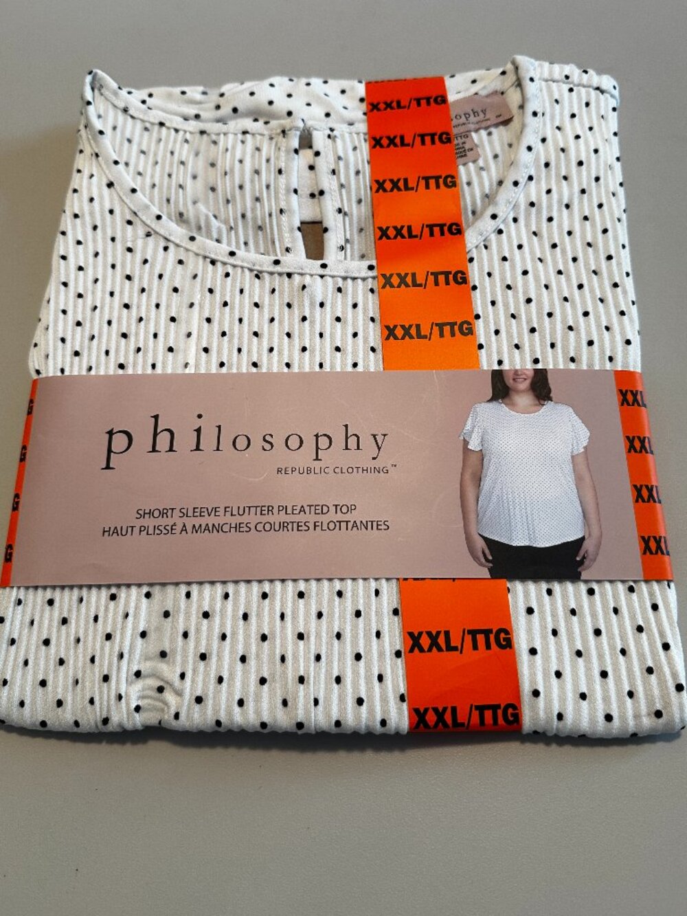 Women's Philosophy Flutter Pleated Short Sleeve Blouse Size xxl NWT